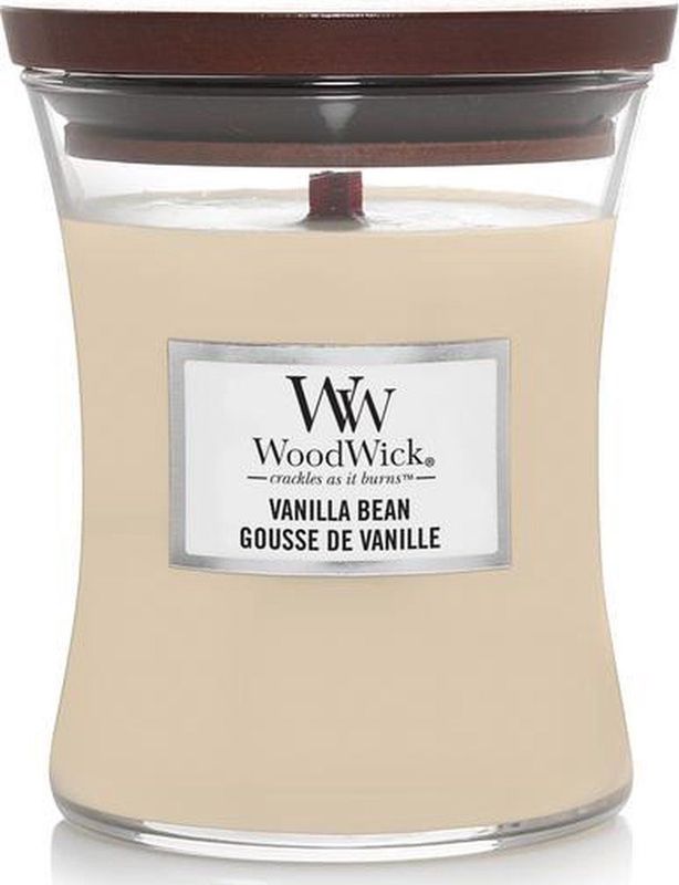 WoodWick - Medium Hourglass - Geurkaars - Vanilla Bean - Hoogwaardige mix van paraffine en sojawas