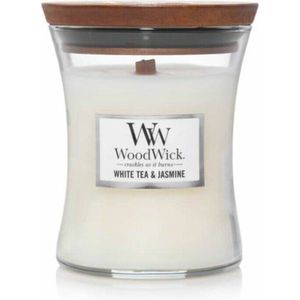 Woodwick Hourglass Medium Geurkaars White Tea & Jasmine