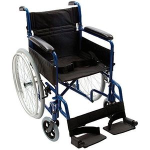 NRS Healthcare N29222 Transit-Lite lichtgewicht opvouwbare zelfrijdende reisrolstoel - blauw