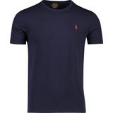 Polo Ralph Lauren - Shirt - Marine/Rood - Jersey - Ronde Hals, Slanke Pasvorm