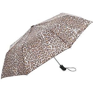 Trespass Maggiemay paraplu luipaardpatroon met beschermhoes bruin, Luipaardpatroon