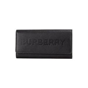 Burberry Geëtst leren clutch portemonnee , Black , Dames , Maat: ONE Size