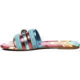 Kurt Geiger - Southbank Flat Sandaal - Veelkleurig - Canvas - Gradient Regenboogprint