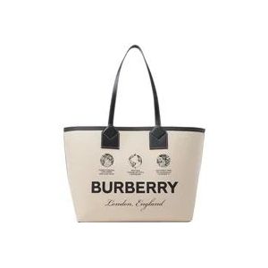 Burberry, Tassen, Dames, Beige, ONE Size, Katoen, Heritage Medium shopper tas