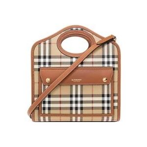 Burberry Bruine Geruite Patroon Leren Schoudertas , Multicolor , Dames , Maat: ONE Size