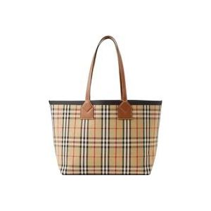 Burberry London Check Tote Tas , Beige , Dames , Maat: ONE Size