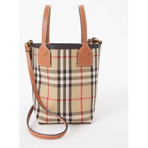 Burberry London Mini shopper met ruitdessin en kalfsleren details