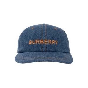 Burberry, Accessoires, Dames, Blauw, S, Denim, Geborduurde Denim Baseball Cap