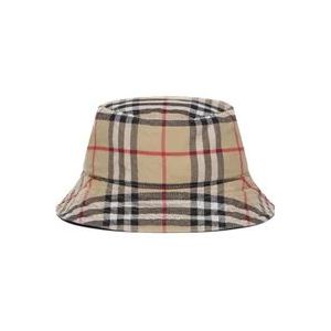 Burberry Vintage Check Katoenen Bucket Hat , Beige , Heren , Maat: M