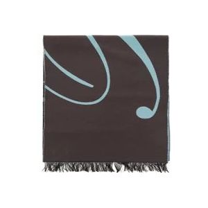 Burberry Bruin en lichtblauw wollen sjaal , Black , unisex , Maat: ONE Size