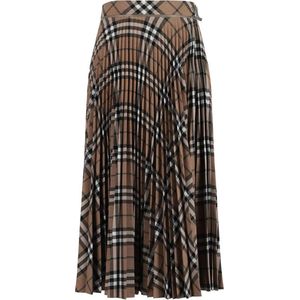 Burberry - Wool Blend Check - Plooirok - Bruin