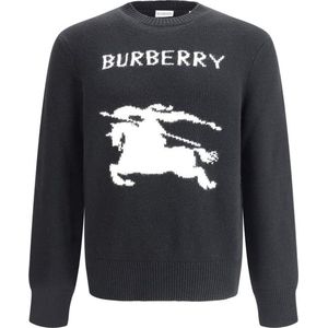 Burberry - Equestrian Knight Logo - Sweater - Zwart - Wol/Kasjmier