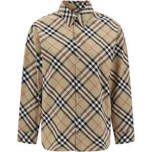 Burberry - Geruite Overhemd - Beige - Katoen - Lange Mouwen