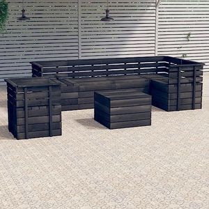 UYSELA Meubelset - 7-delige tuinpallet loungeset massief grenenhout donkergrijs