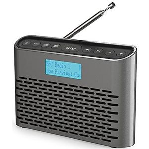 DAB/DAB+ en FM-radio – stereogeluid, draagbare digitale radio die op netstroom en batterij werkt, compacte oplaadbare digitale radio met opladen via USB voor maximaal 15 uur afspeeltijd