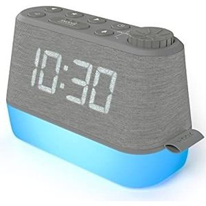 Wekkerradio met Nachtlampje USB-oplader en Ontspanningsgeluiden, Alarm Clock Wekker Digitaal met Dubbel alarm, Dimbaar LED-display