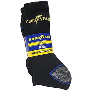 Goodyear Unisex Heavy Duty werksokken, verpakking van 5 stuks, zwart/blauw, eenheidsmaat