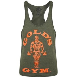 Gold Gym UK GGVST003 Heren Sporttraining Fitness Tank Top Workout High-end Spier Joe Stringer Vest, Leger Marl/Oranje, S