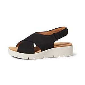 Clarks Un Karely Sun Teenslippers voor dames, Zwarte nubuck, 37 EU