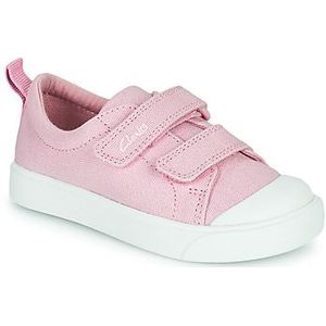 CLARKS City Bright T Sneakers, uniseks, kinderen, Roze canvas