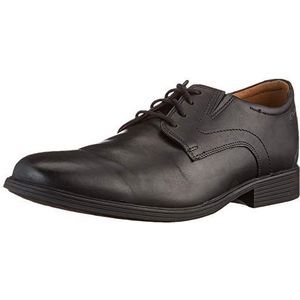 Clarks Whiddon Plain Oxford-schoenen voor heren, zwart leder, 44 EU Breed