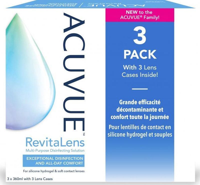 ACUVUE® RevitaLens® alles-in-één lenzenvloeistof | 3x 360ml + 3x lenshouder