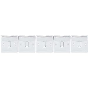 PACK VAN 5 X BG-Nexus-Metaal 10A Enkele Lichtschakelaar, Gepolijste Chroom afwerking
