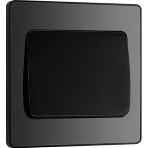 BG Evolve zwart chroom (zwart ins) enkele lichtschakelaar, 20A 16Ax, 2 manier, brede tuimelaar