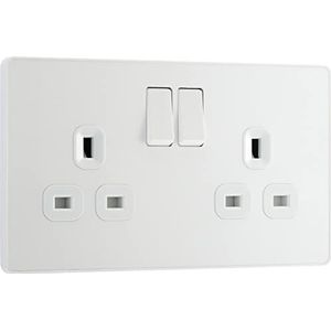 BG Electricals Evolve kunststof dubbel geschakeld stopcontact, 13A, parelmoer wit