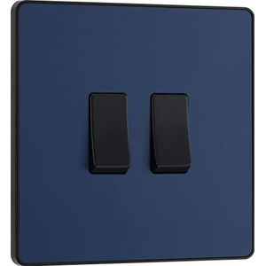 BG Evolve Dubbele lichtschakelaar mat blauw 20A 16Ax 2-weg