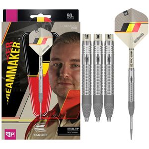 Target Darts DIMI90% STEEL Unisex Dimitri Van Den Bergh Dream Maker G1 90% Tungsten Swiss Point Tip Set Stalen Zand Zwart Geel en Rood 21G UK