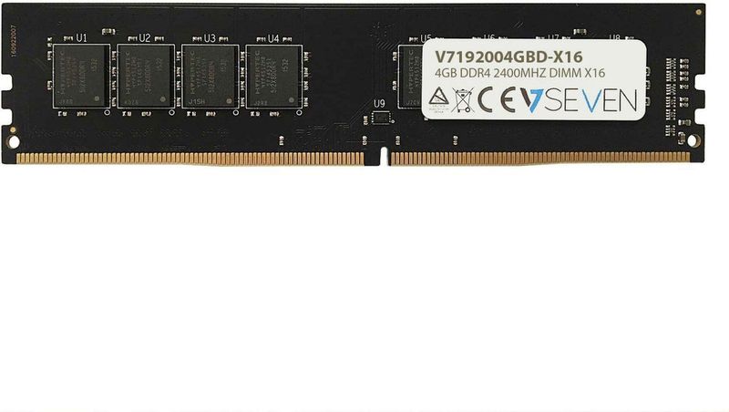 V7 - V7192004GBD-X16 - RAM - Zwart - 4GB - 2400 MHz - DDR4 - DIMM 288 pin