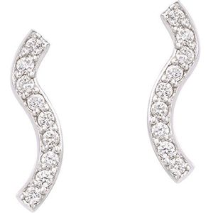 Sabine Getty Vrouwen 18kt geel goud ronde groene Tsavorite Wave Stud Oorbellen, Witgoud, Diamant