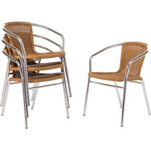 Bolero rieten stoel met aluminium frame - natuurlijke afwerking (Pack 4)