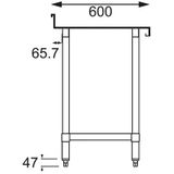 Vogue RVS Werktafel met Achteropstand 90x60x60cm