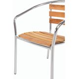 Bolero stapelbare stoelen van aluminium en essen (4 stuks), gebruik binnen / buiten, aluminium frame / zitting van essenhout, roestbestendig, zithoogte: 440 mm, café-bistro-huismeubilair, u421