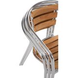 Bolero stapelbare stoelen van aluminium en essen (4 stuks), gebruik binnen / buiten, aluminium frame / zitting van essenhout, roestbestendig, zithoogte: 440 mm, café-bistro-huismeubilair, u421