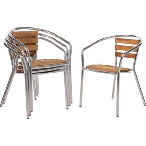 Bolero Set van 4 stoelen van aluminium en essenhout 570 x 560 x 760 mm