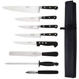 Deglon - Sabatier - Messenset - Zwart - 8-delige set met RVS lemmet en thermoplastische handgrepen