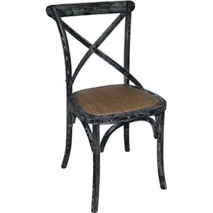Bolero houten stoel met gekruiste rugleuning black wash (2 stuks) - zwart Massief hout GG654