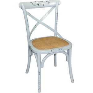 Bolero houten stoelen met gekruiste rugleuning antiek blue wash (2 stuks)