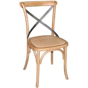 Bolero houten stoel met gekruiste rugleuning naturel (2 stuks) - GG656