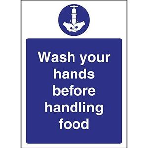 Handen wassen voor het behandelen van voedsel teken kennisgeving Plaque Wall Poster 300X200mm