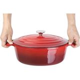 Braadpan Signature Rood - Le Creuset Look-a-Like - Ovaal 12,5(h)x 23(b)x 30,5(d)cm