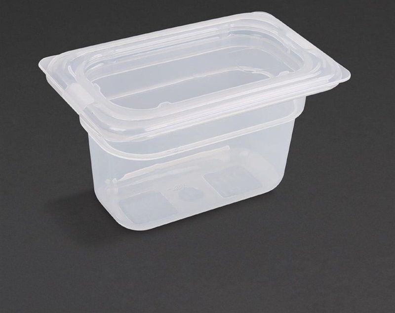 Vogue - Polypropyleen GN-bak - GN1/9 - 100 mm - 4 stuks - Inhoud 0,85 liter