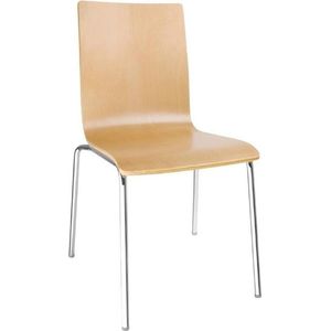 Bolero stoel met vierkante rug beuken (4 stuks) - Staal GR342