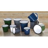 Olympia Emaille Mok 35cl - Emaille Beker Groen / Zwart - Emaille Servies ( Set van 6 )