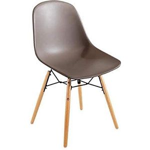 Bolero 2 stuks zijstoelen van polypropyleen met geborduurde poten, stalen frame, koffiebruin