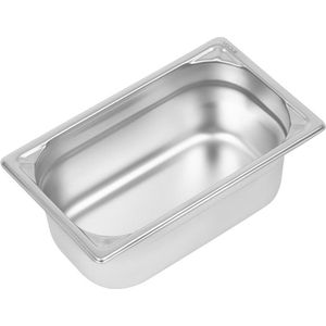 Vogue DW447 304 roestvrij staal Heavy Duty 1/4 Gastronorm Pan, 2.5L Capaciteit, 100mm x 162mm x 265mm, Zilver