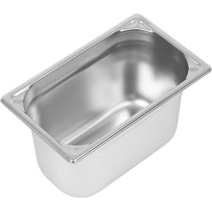 Vogue DW448 304 roestvrij staal Heavy Duty 1/4 Gastronorm Pan, 4L Capaciteit, 150mm x 162mm x 265mm, Zilver